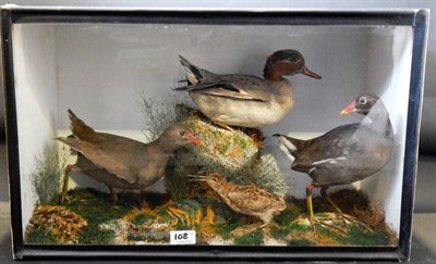 Lot 108 - Two Cased Taxidermy Displays of Various British Birds, circa early 20th century, to include: a pair