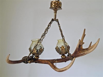Lot 148 - An Austro-German Red Deer Antler Light Fitting, constructed from a single Red Deer antler,...