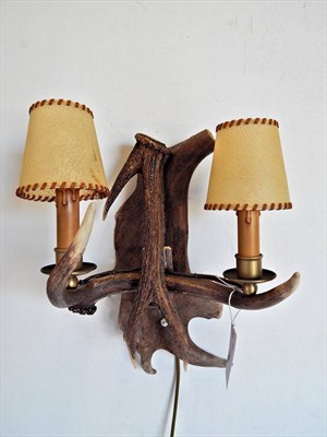Lot 152 - European Red Deer and Fallow Deer Mounted Hanging Wall Light, a wall mounted fallow and red...