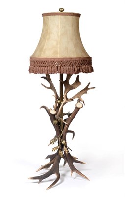 Lot 157 - An Austro-German Deer Antler Mounted Standard Lamp, constructed from three Red Deer antlers and...