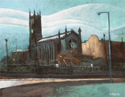 Lot 744 - Geoffrey Key (b.1941)  "Pendleton Church "  Signed and dated (19)72, signed, inscribed and numbered