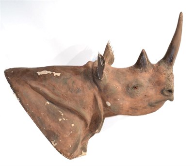 Lot 23 - Rhinoceros, shoulder mount, modern fibreglass reproduction, 144cm from the wall (a/f)