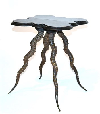 Lot 71 - A Late Victorian Occasional Table, with cloverleaf shaped top supported by four Blackbuck horns...