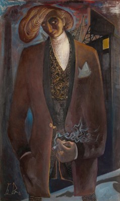 Lot 762 - John Byrne (b.1940) Scottish   "Shadow of a Gunman " Signed, oil on board with scratching out,...