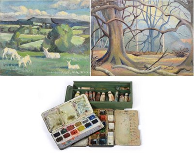 Lot 810 - Edith Lawrence (1890-1973)  Tree study Oil on board, together with a further oil on board depicting