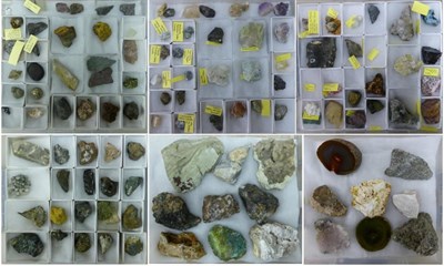 Lot 182 - Mineral Specimens: six boxes containing diverse mineral specimens, briefly including Epidote...