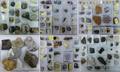 Lot 184 - Mineral Specimens: six boxes containing diverse mineral specimens, briefly including...