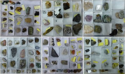 Lot 185 - Mineral Specimens: six boxes containing diverse mineral specimens, briefly including...