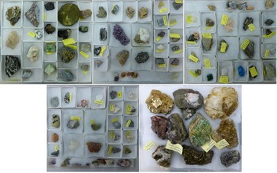 Lot 187 - Mineral Specimens: five boxes containing diverse mineral specimens, briefly including Moss...