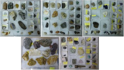 Lot 190 - Mineral Specimens: five boxes containing diverse mineral specimens, briefly including Silvered...