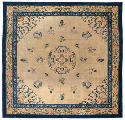 Lot 921 - Good 19th Century Chinese Carpet of unusual size The champagne field of Taoist symbols centred by a