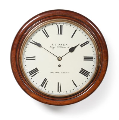 Lot 967 - A Mahogany Wall Timepiece, J.Tosen, King William St, London Bridge, circa 1870, side and bottom...