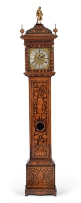 Lot 988 - A Walnut Marquetry Longcase Clock, signed Rich Colston, London, circa 1700, caddied pediment...