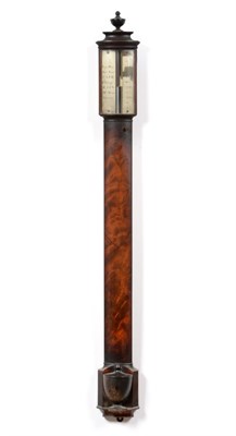 Lot 991 - A Good George III Mahogany Bow Fronted Stick Barometer, signed Ramsden, London, circa 1790, urn...