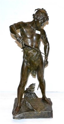 Lot 995 - After Emile Louis Picault (French, 1833-1915):  "Post Pugmam ", A Bronze Figure of a Youth, wearing