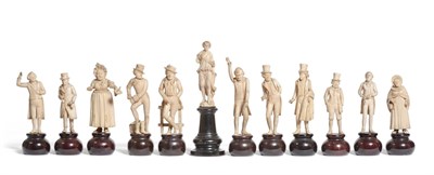 Lot 1024 - A Set of Eleven Dieppe Ivory Dickensian Figures, late 19th century, each standing figure on...