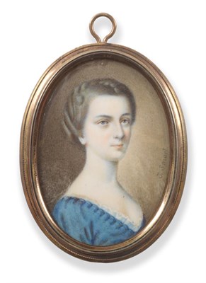 Lot 1046 - John Smart (1741-1811): Portrait Miniature of a Young Lady, her hair up, wearing a lace trimmed...