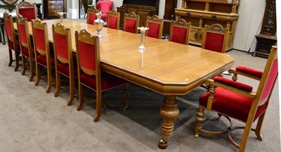 Lot 1072 - A Victorian Oak Extending Dining Table, late 19th century, of rectangular canted form, with moulded