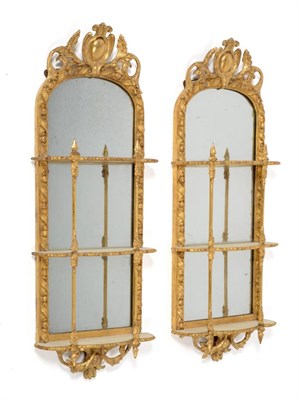 Lot 1088 - A Pair of 19th Century Gilt and Gesso Wall Brackets, the oval mirror plates within a moulded...