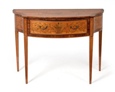 Lot 1111 - A Late Regency Satinwood and Marquetry Inlaid Serpentine Shaped Side Table, 2nd quarter 19th...