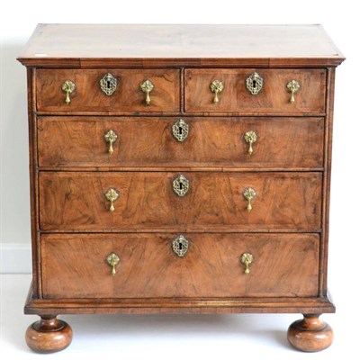 Lot 1120 - A William & Mary Walnut and Feather Banded Straight Front Chest of Drawers, late 17th century,...