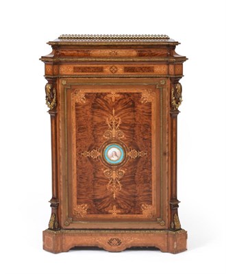 Lot 1153 - A Fine Gillow & Co Burr Walnut, Amboyna Tulipwood and Thuya Pier Cabinet, late 19th century,...