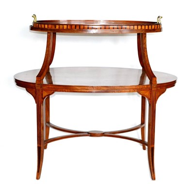 Lot 1159 - An Edwardian Satinwood and Mahogany Étagère, early 20th century, of two tier graduated form...