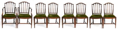 Lot 1172 - A Set of Eight Late George III Mahogany Dining Chairs, circa 1820, the moulded frames and...