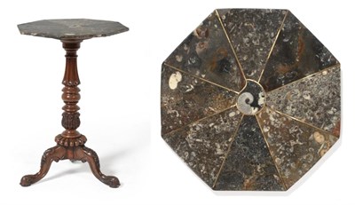 Lot 1185 - A George III Mahogany Octagonal Shaped Marble Top Tripod Table, late 18th century, the top with...