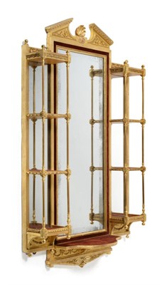 Lot 1199 - A Late Regency Gilt and Gesso Wall Mirror, 2nd quarter 19th century, the architectural pediment...