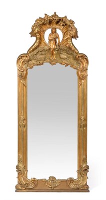 Lot 1203 - A Victorian Gilt and Gesso Console Mirror, late 19th century, the original mirror plate within...