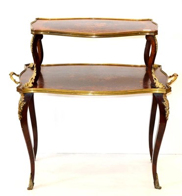 Lot 1216 - A Louis XV Style Rosewood, Floral Marquetry and Gilt Metal Mounted Two-Tier Étagère, late...