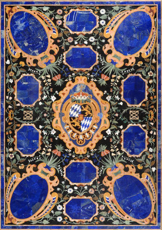 Lot 1226 - An Extremely Fine Florentine Pietra Dura Table Top,  a central cartouche framing the Bavarian...