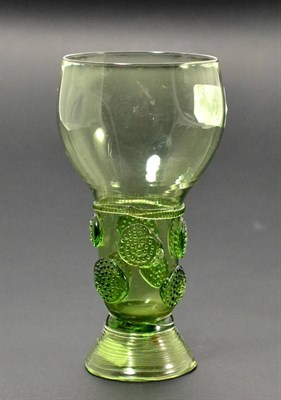 Lot 5 - A Lead Glass Roemer, probably English, 18th century, the ovoid bowl on cylindrical stem with...