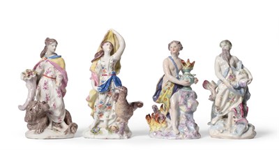 Lot 21 - A Set of Four Bow Porcelain Figures of the Elements, circa 1760, Water as Neptune with a...