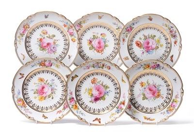 Lot 69 - A Set of Six Royal Crown Derby Porcelain Cabinet Plates, 1915, painted by Albert Gregory with a...