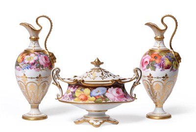 Lot 70 - A Pair of Royal Crown Derby Porcelain Ewers, 1903, painted by Albert Gregory, of baluster form, the