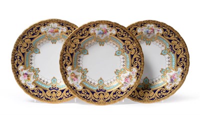 Lot 75 - A Set of Three Royal Crown Derby Porcelain Dessert Bowls from the Judge Gary Service, 1908, painted
