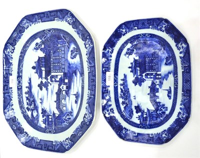 Lot 118 - A Chinese Porcelain Meat Dish, Qianlong, of canted rectangular form, painted in underglaze blue...