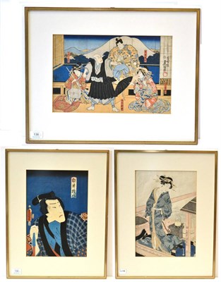 Lot 138 - After Utagawa Kunisada (Toyokuni III) (Japanese 1786-1865) Actor Woodblock print, 35cm by...