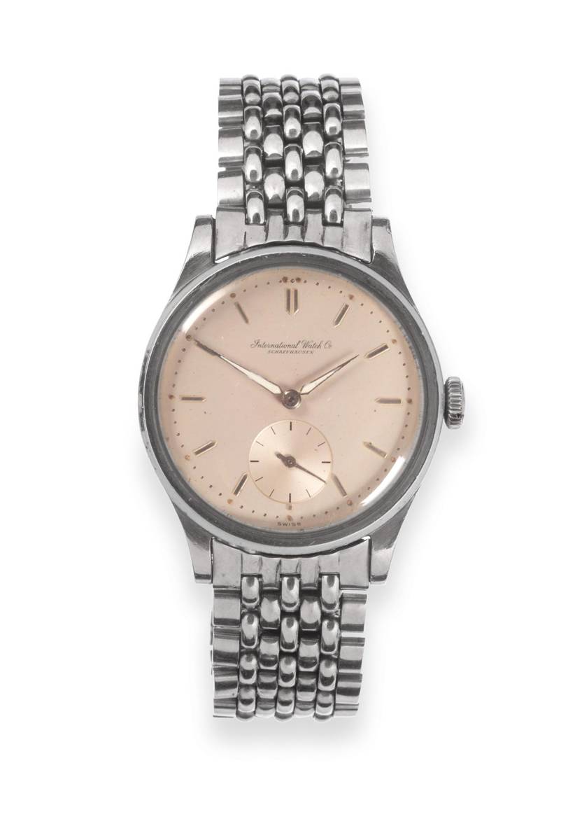 Lot 147 - A Rare Stainless Steel Military Wristwatch, signed International Watch Co, Schaffhausen, Mark...