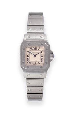 Lot 150 - A Lady's Stainless Steel Wristwatch, signed Cartier, model: Santos, circa 2007, quartz...