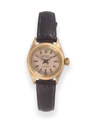Lot 156 - A Lady's 18ct Gold Automatic Centre Seconds Wristwatch, signed Rolex, Oyster Perpetual,...