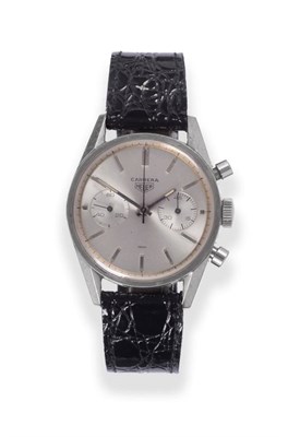 Lot 159 - A Stainless Steel Chronograph Wristwatch, signed Heuer, model: Carrera, circa 1965, lever movement