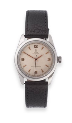 Lot 162 - A Stainless Steel Centre Seconds Wristwatch, signed Tudor, Oyster, Shock-Resisting, ref:7904,...