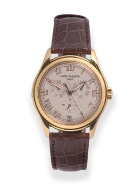 Lot 167 - A Fine 18ct Rose Gold Automatic Annual Calendar Centre Seconds Wristwatch with 24-hour...