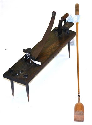 Lot 2004 - A Wood and Iron Knurr and Spell Trap, with wooden club and balls, length 59cm