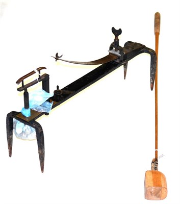 Lot 2005 - An Iron Knurr and Spell Trap, with wooden club and balls, length 66cm