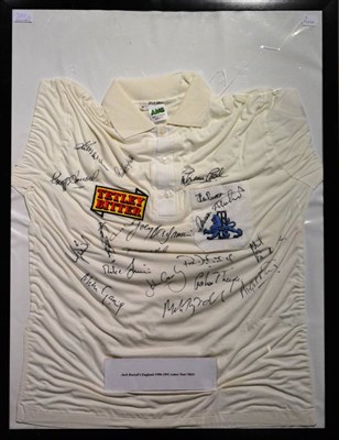 Lot 2011 - A Signed Jack Russell's England 1990-91 Ashes Tour Shirt, with quantity of signatures, framed...