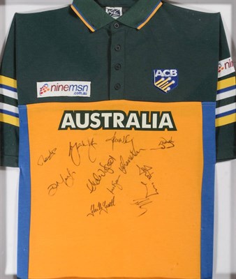 Lot 2019 - Two Framed and Signed Australia Cricket Team Shirts - Mark Waugh and Ricky Ponting